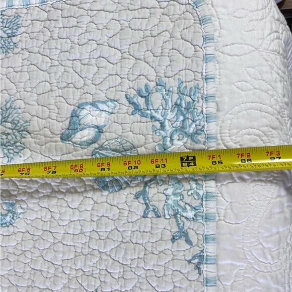 SIGRID OLSEN HOME Bedspread Quilt "85 x 81.5" Sea Life Quilted Blanket Cotton - Picture 8 of 12